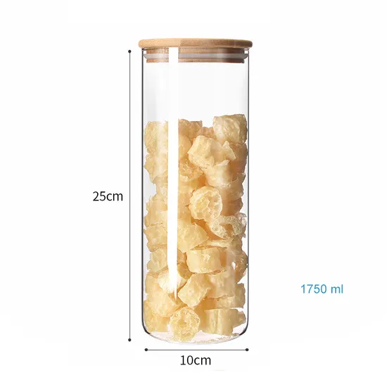 Clear Round Borosilicate Glassware Candy Pasta Cookie Food Packaging Container with Bamboo Lids
