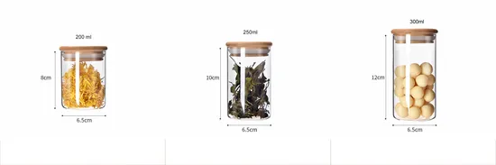 Wholesale Borosilicate Glass Jar with Bamboo Wood Lid for Coffee Candy Tea Nuts Storage