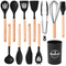 12- PCS Set Silicone Kitchen Accessories Cooking Tools Kitchen Utensils with Wooden Handles