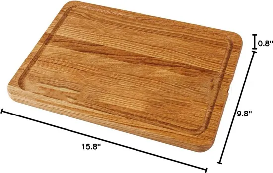 Organic Rectangle Oak Wood Cutting Board for Kitchen