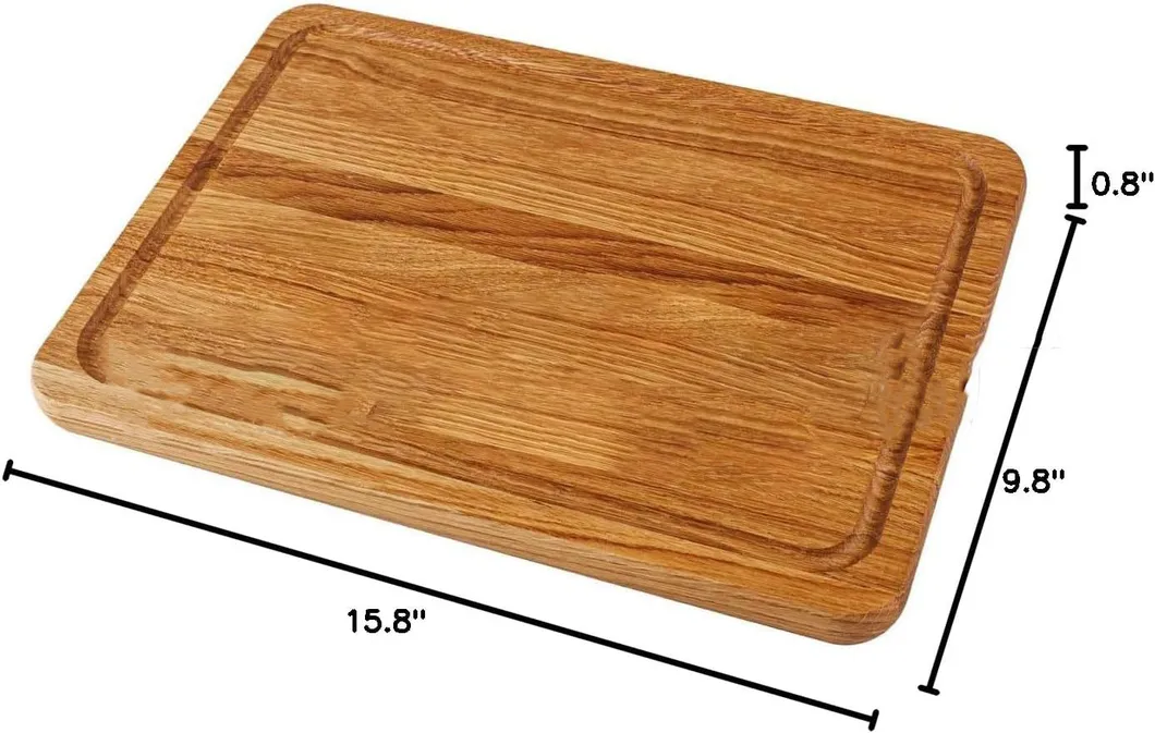 Organic Rectangle Oak Wood Cutting Board for Kitchen