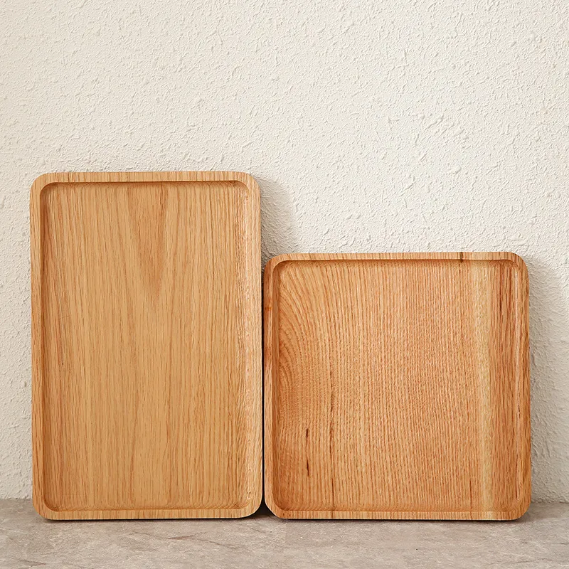 Custom Rectangle and Square Oak Wooden Tray for House Use