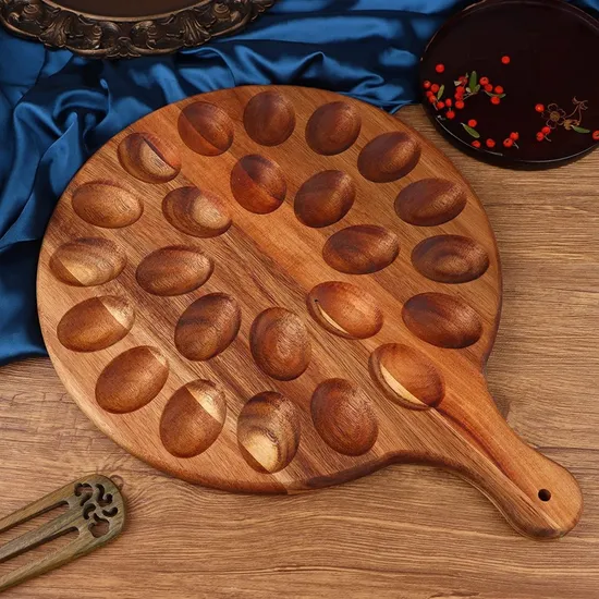 Paddle Shape Large Wooden Egg Tray Egg Crate Holder Egg Organizer Egg Holder with Handle