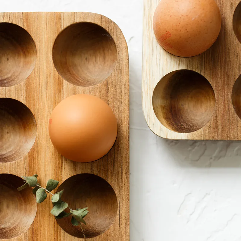 Rustic Farmhouse Stackable Wooden Egg Holder for 12 Fresh Eggs