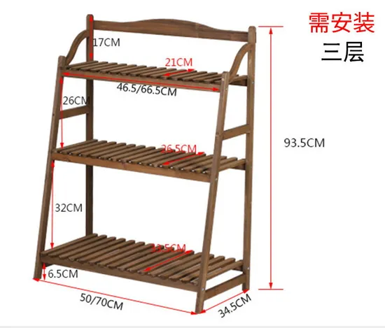 Simple and Modern Four - Layer Solid Wood Flower Rack Storage Rack for Outdoor Succulent Plant Pots