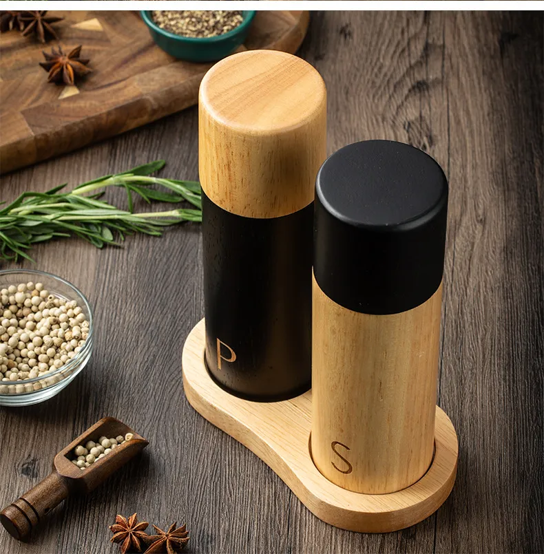 Styllish Wooden Salt and Pepper Grinder with Black Painting