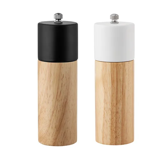 6-Inch Rubber Wood Manual Pepper Mill Spice Grinder