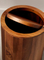 Round Wood Trash Bin Waste Basket for Bathroom