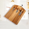 Handmade Acacia Wooden Cheese Board Set with Fork Knives and Leather Straps