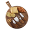 Round Shape Acacia Wood Charcuterie Appetizer Cheese Serving Board with Handles and Knives