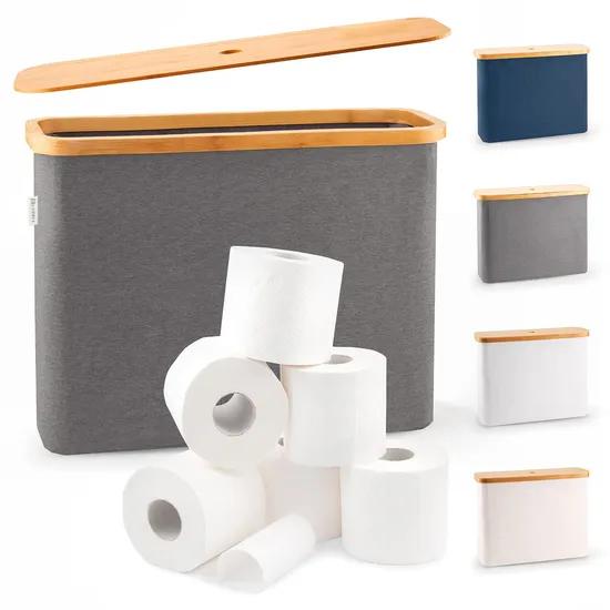 Water-Proof Grey Color Toilet Paper Holder with Bamboo Lid