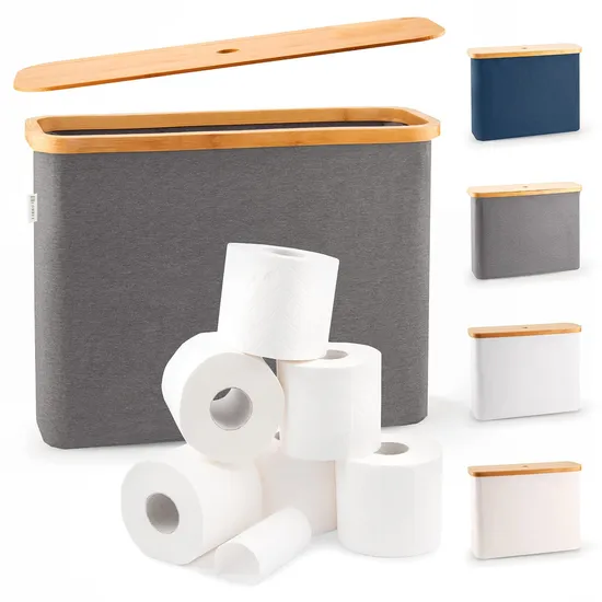 Water-Proof Grey Color Toilet Paper Holder with Bamboo Lid