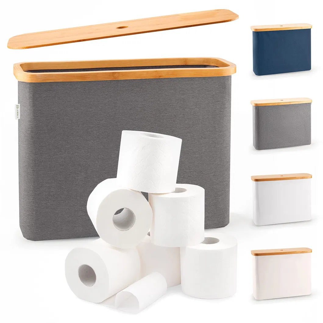 Water-Proof Grey Color Toilet Paper Holder with Bamboo Lid