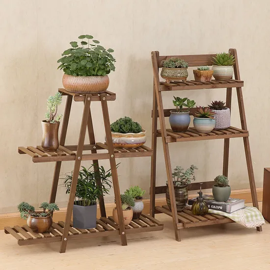 3-Layer Multi-Function Wooden Flower Rack Plant Stand Flower Shelf for Indoor Outdoor Display