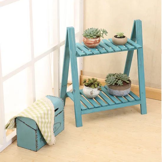 Foldable Five - Layer Step - Type Storage Rack Solid Wood Flower Rack for Succulent Plants