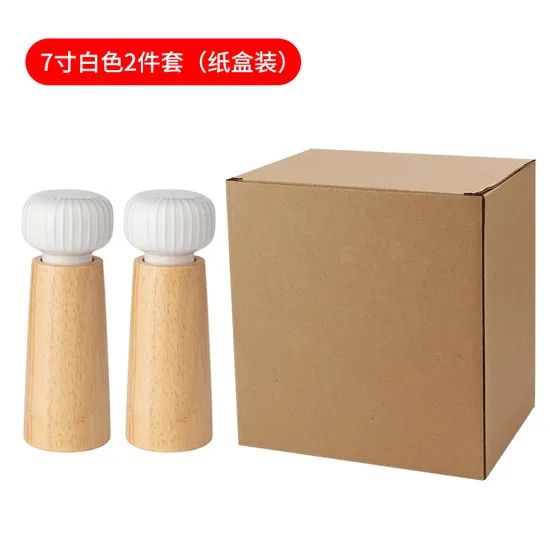Nordic Danish Ceramic and Beech Wood Pepper Grinder Salt Grinding Bottle Pepper Mill