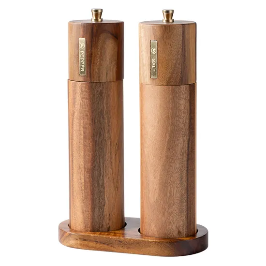 Acacia Wood Manual Pepper Grinder Set for Grinding Spice and Salt