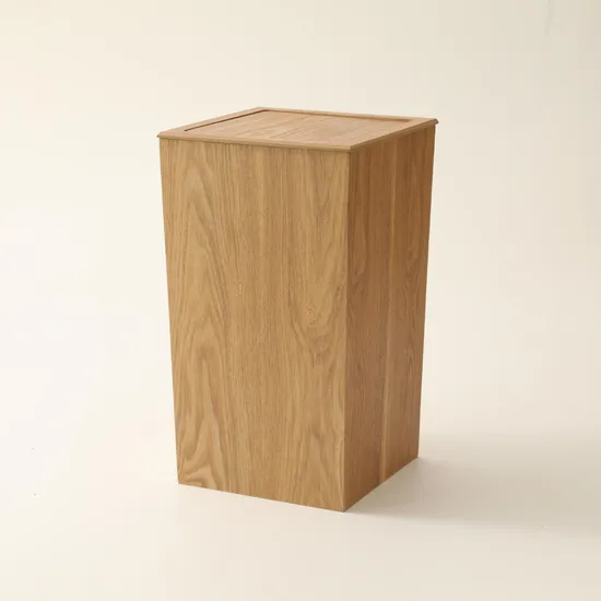 Smooth - Finished Ash Wood Waste Basket with Lid for Bedroom