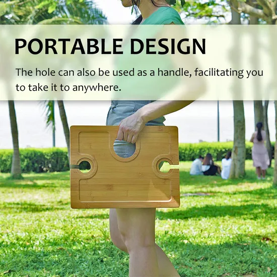 Portable Foldable Bamboo Wine Picnic Table Picnic Snack Table Tray