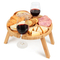 Oval Shape Bamboo Outdoor Picnic Table with Glass Holder for Park, Beach, Camping, Bed