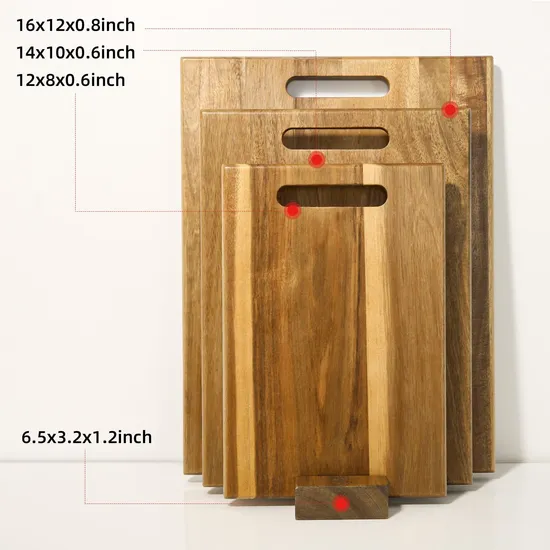 Hot Selling Acacia Wood Cutting Board Set of 3 with Holder