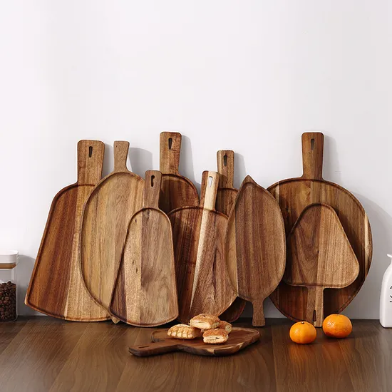 Handmade Mush-Room Shaped Acacia Wood Serving Plate with Unique Carvings