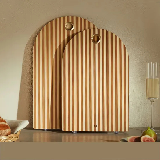 Premium Two Tone Bamboo Cutting Board with Convenient Hanging Hole