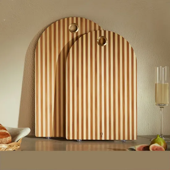 Premium Two Tone Bamboo Cutting Board with Convenient Hanging Hole
