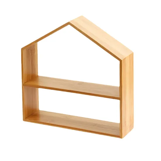 Manufacture House Shape 2 Tier Wood Cup Cake Stand Bamboo Cake Rack for Dessert