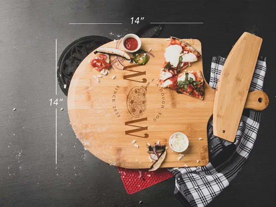 Wholesale Large Solid Wood 22X14 Inch Bamboo Bread Board Pizza Board with Handle