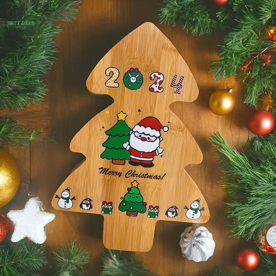 Custom Christmas Tree Shape Bamboo Cutting Board Serving Board Cheese Board