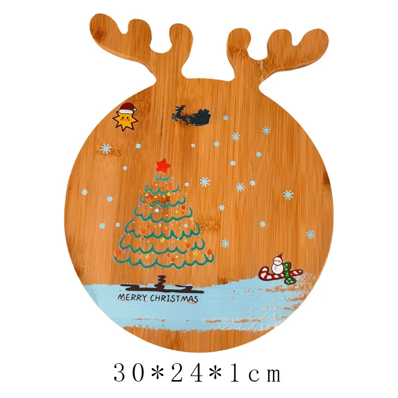 Solid Wood UV Printing Christmas Charcuterie Board for Meat Fruit Crackers Dessert Snack