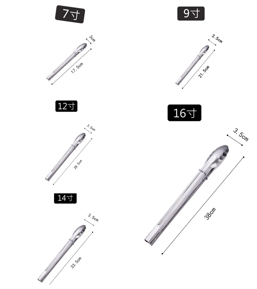 Multi-Functional Stainless Steel BBQ Tongs Fried Food Clip Kitchen Tongs