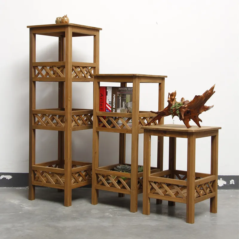 Multi-Layer Storage Garden Holder Display Shelf Wooden Plant Stand for Balcony Corridor Garden