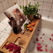 Retractable Multifunctional Non-Slip Bamboo Bathroom Shelf Bathtub Shelf with Red Wine Stand
