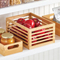 Custom Multi-Functional Hollowed-out Bamboo Storage Basket Set for Household Sundries /Fruits / Vegetables.