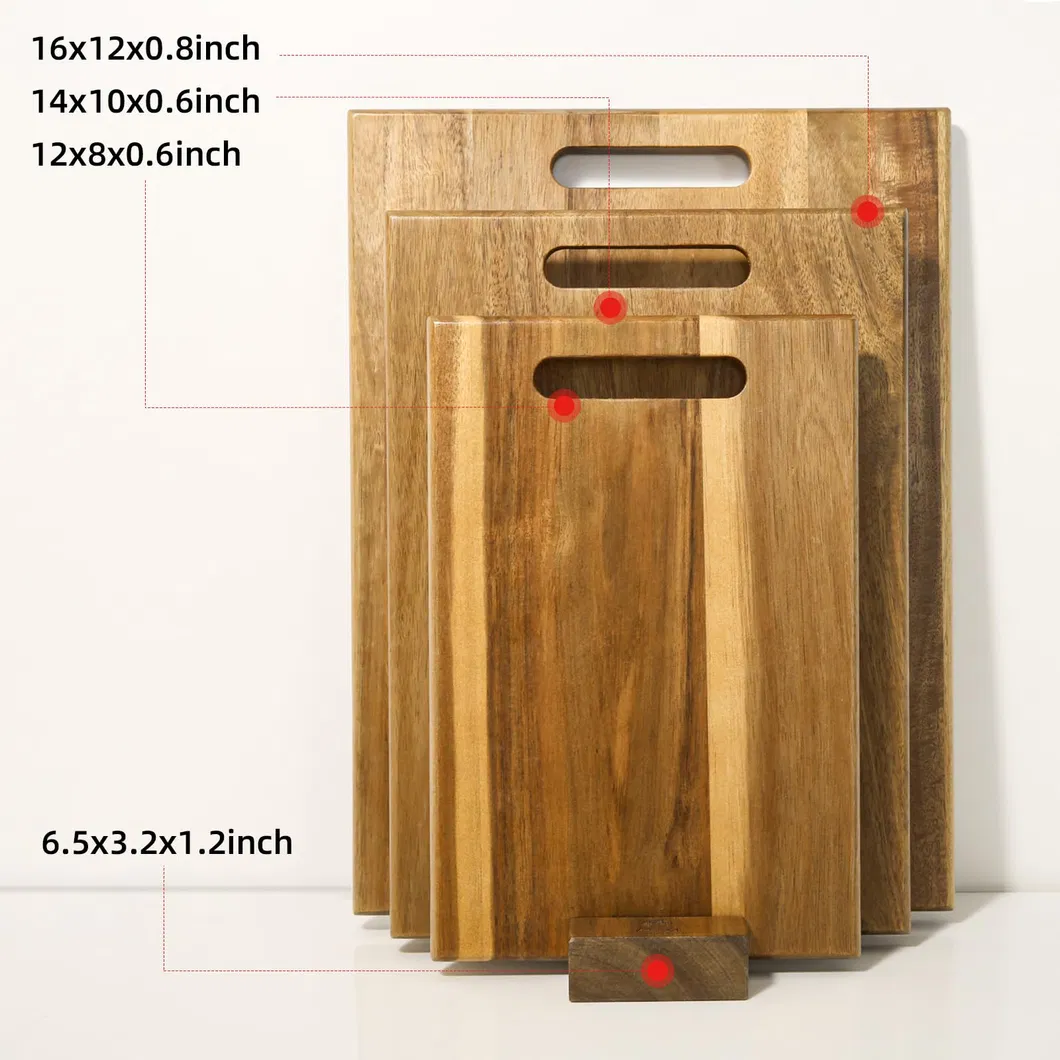 Hot Selling Acacia Wood Cutting Board Set of 3 with Holder