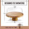 Rustic Double Use Round Acacia Wooden Bowl Cake Stand with Glass Dome