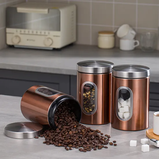 Stainless Steel Food Storage Box Tea Storage Jar Set Bottles and Canister with Lids