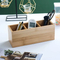 3-Compartment Bamboo Desk Organizer for Pens & Remotes