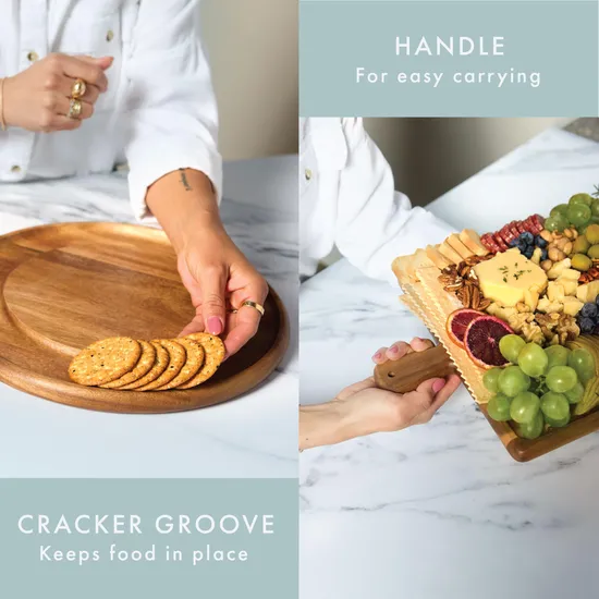 Rectangular Acacia Wood Cheese Board Charcuterie Board with Handle