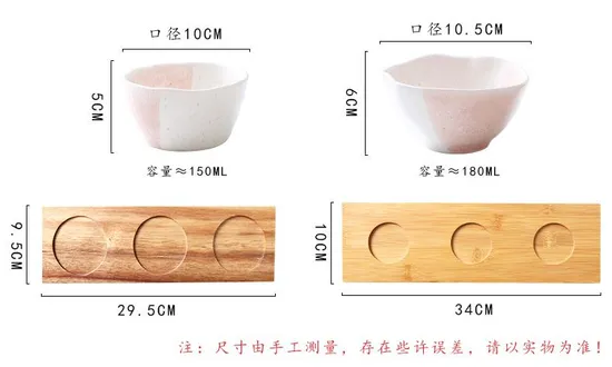 Stylish Ceramic Snack Plate Set with Wooden Serving Tray