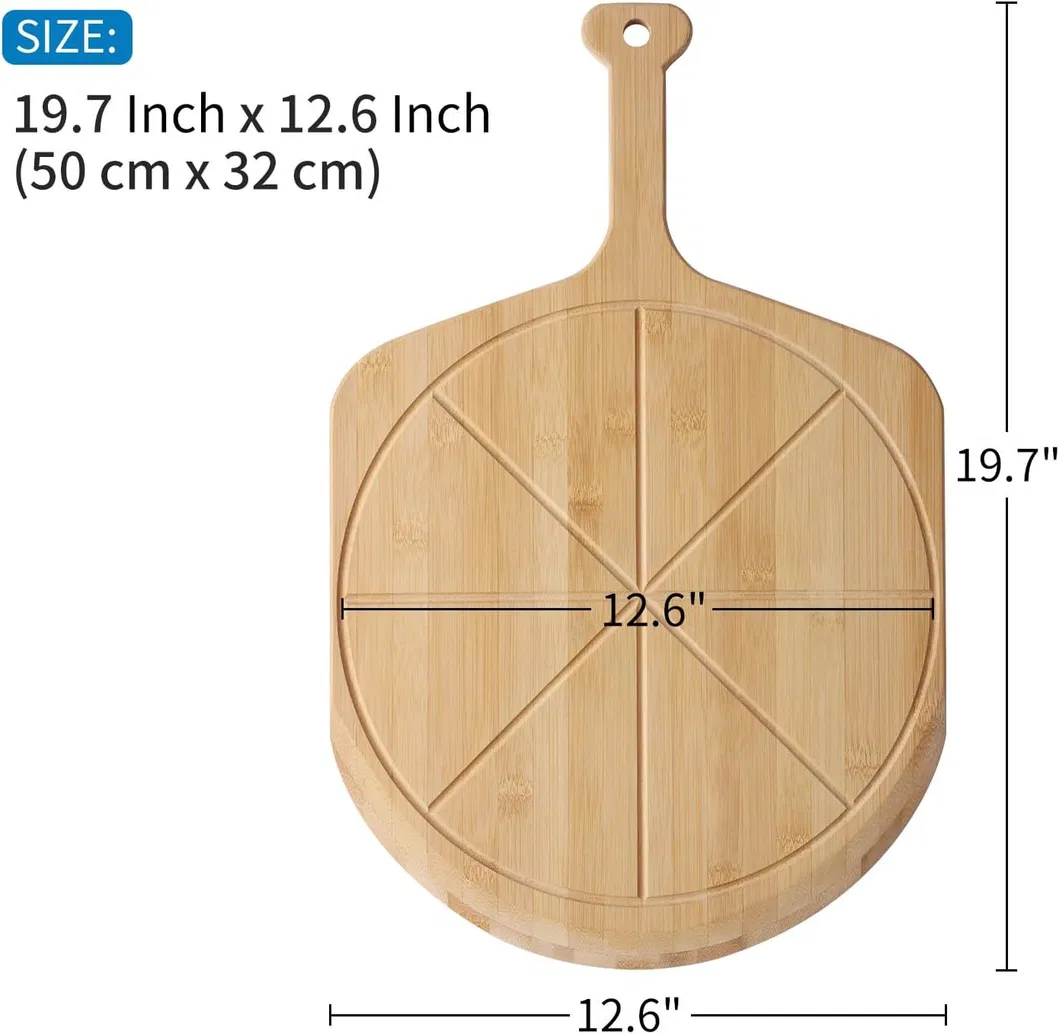 Lightweight Smart 21X14 Inch Bamboo Pizza Peel Pizza Tray Pizza Cutting Board