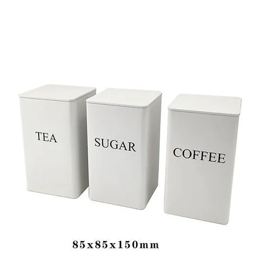Metal Kitchen Storage Set Canisters Set of 3 for Coffee Tea Sugar