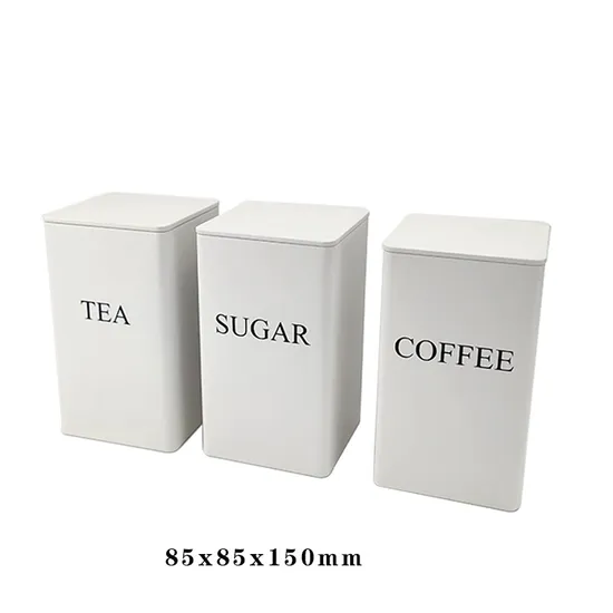 Metal Kitchen Storage Set Canisters Set of 3 for Coffee Tea Sugar
