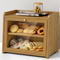 Double Layer Bamboo Bread Box Storage Container with Clear Windows for Kitchen Countertop