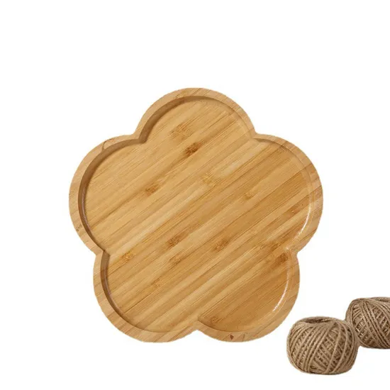 Flower Shaped Bamboo Serving Tray Dessert Plate for Steak /Fish /Appetizer