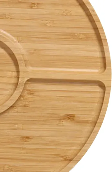 8 Inch 4 Divided Bamboo Multipurpose Bamboo Serving Plates for Dining/Coffee Table /Charcuterie