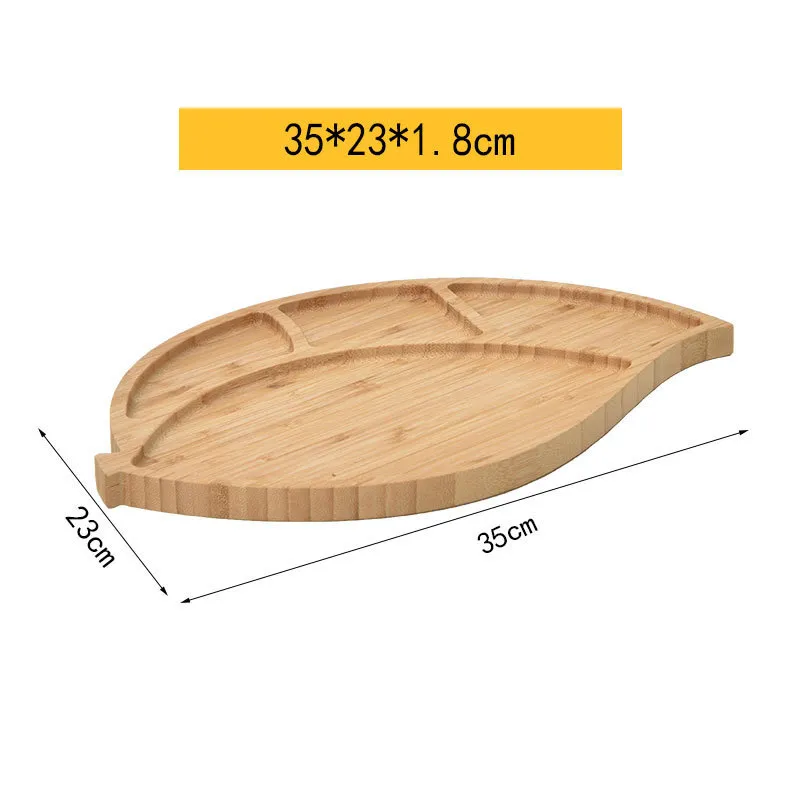 Retro - Style 4 Divided Bamboo Serving Tray Wooden Dining Plate