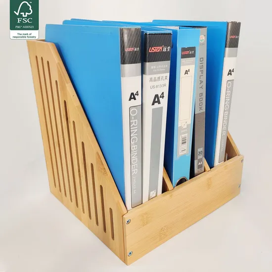 Desktop Bamboo Book Stand Storage Rack Partition Rack Book Shelf Office Document Rack